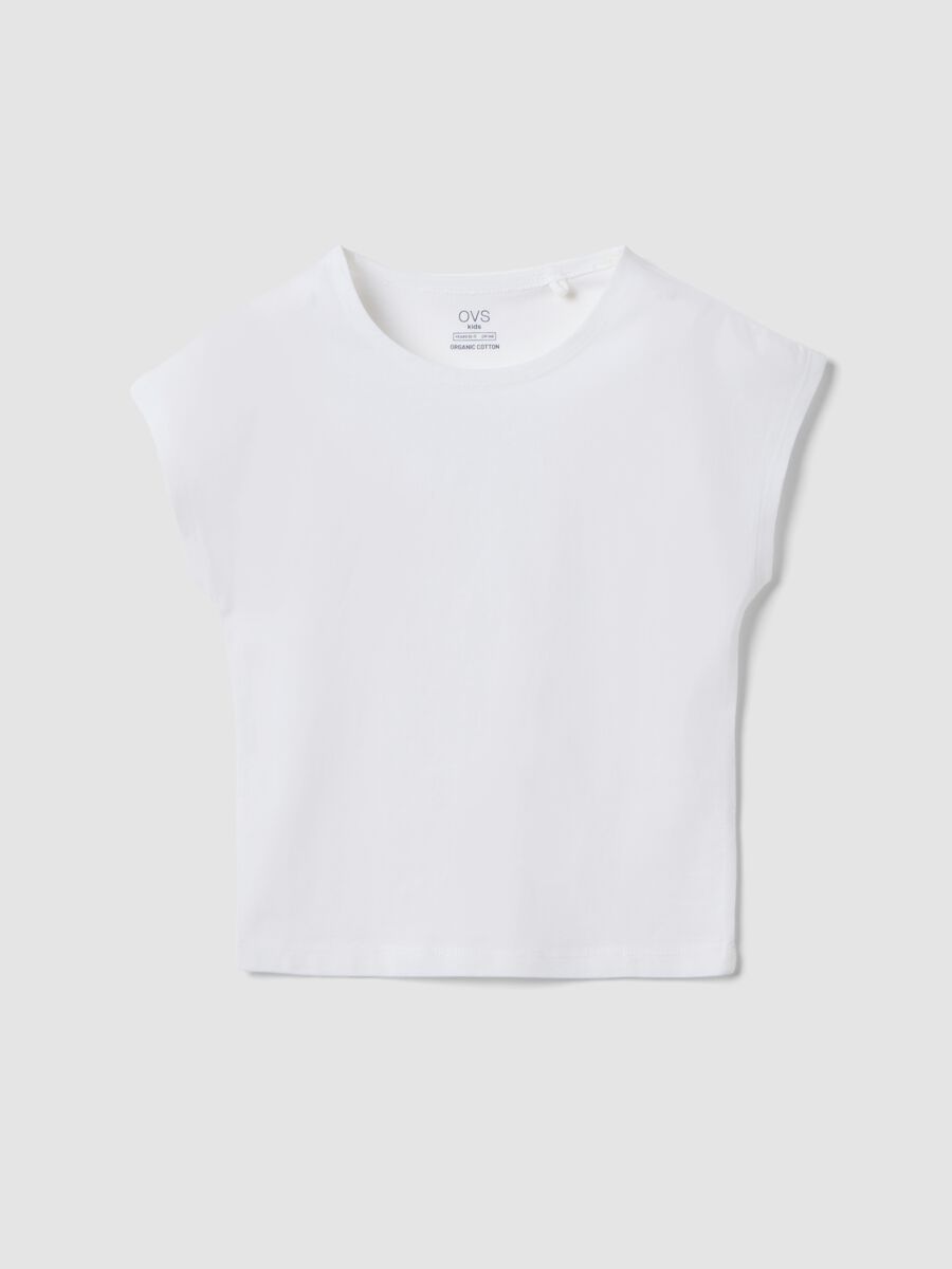 T-shirt in cotone elasticizzato bianca da ragazza slim fit_3
