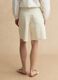 White cotton denim wide leg shorts_2