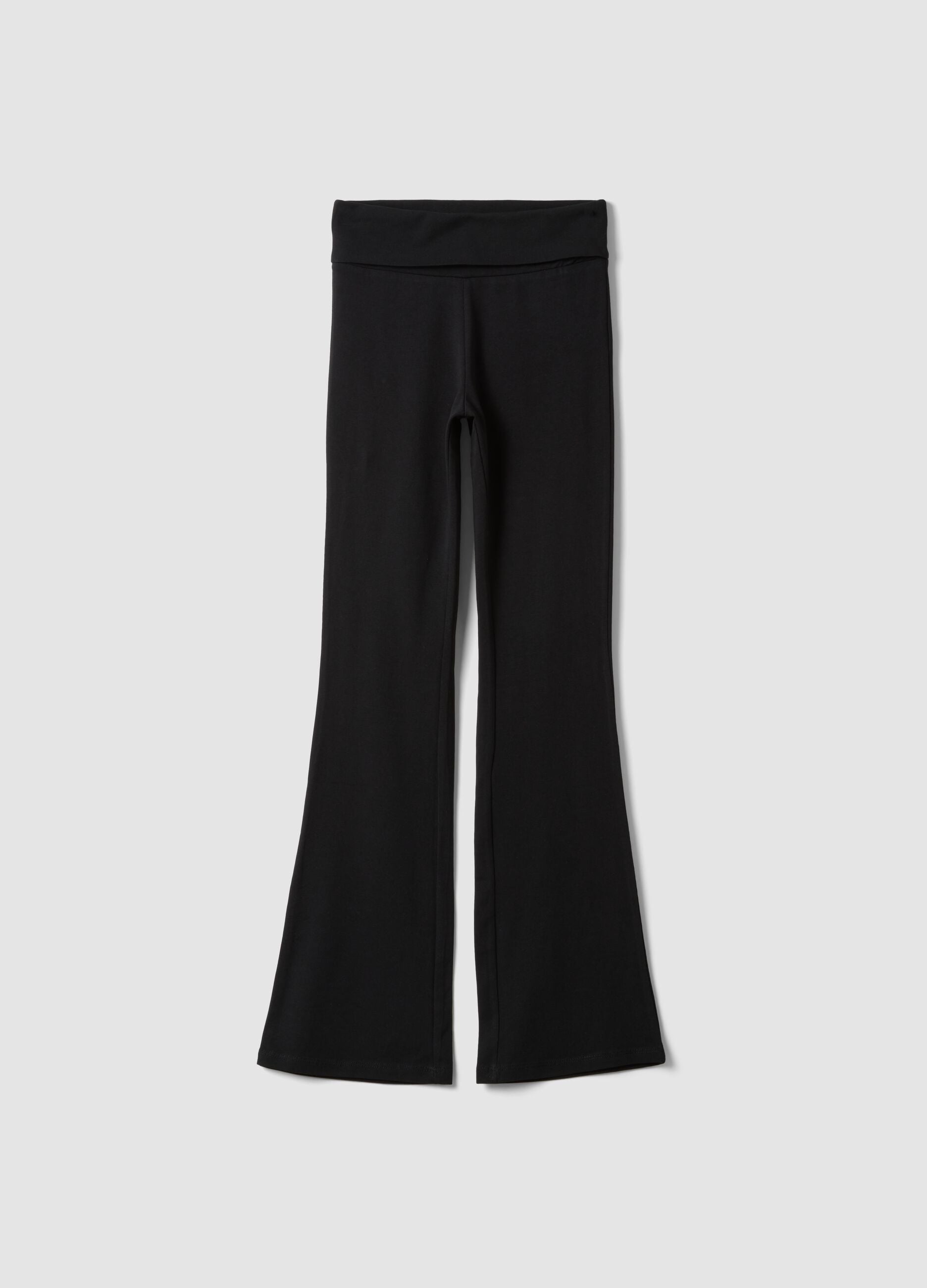 Girls&rsquo; black flared leggings in stretchy organic cotton