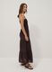 Long brown pure cotton kaftan with thin straps_0