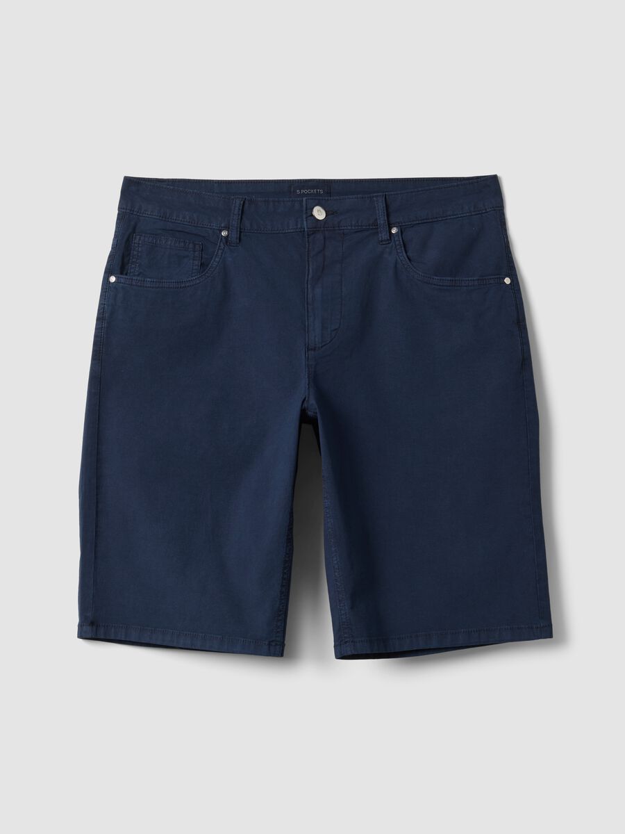 Blue regular-fit stretch cotton bermuda shorts_4