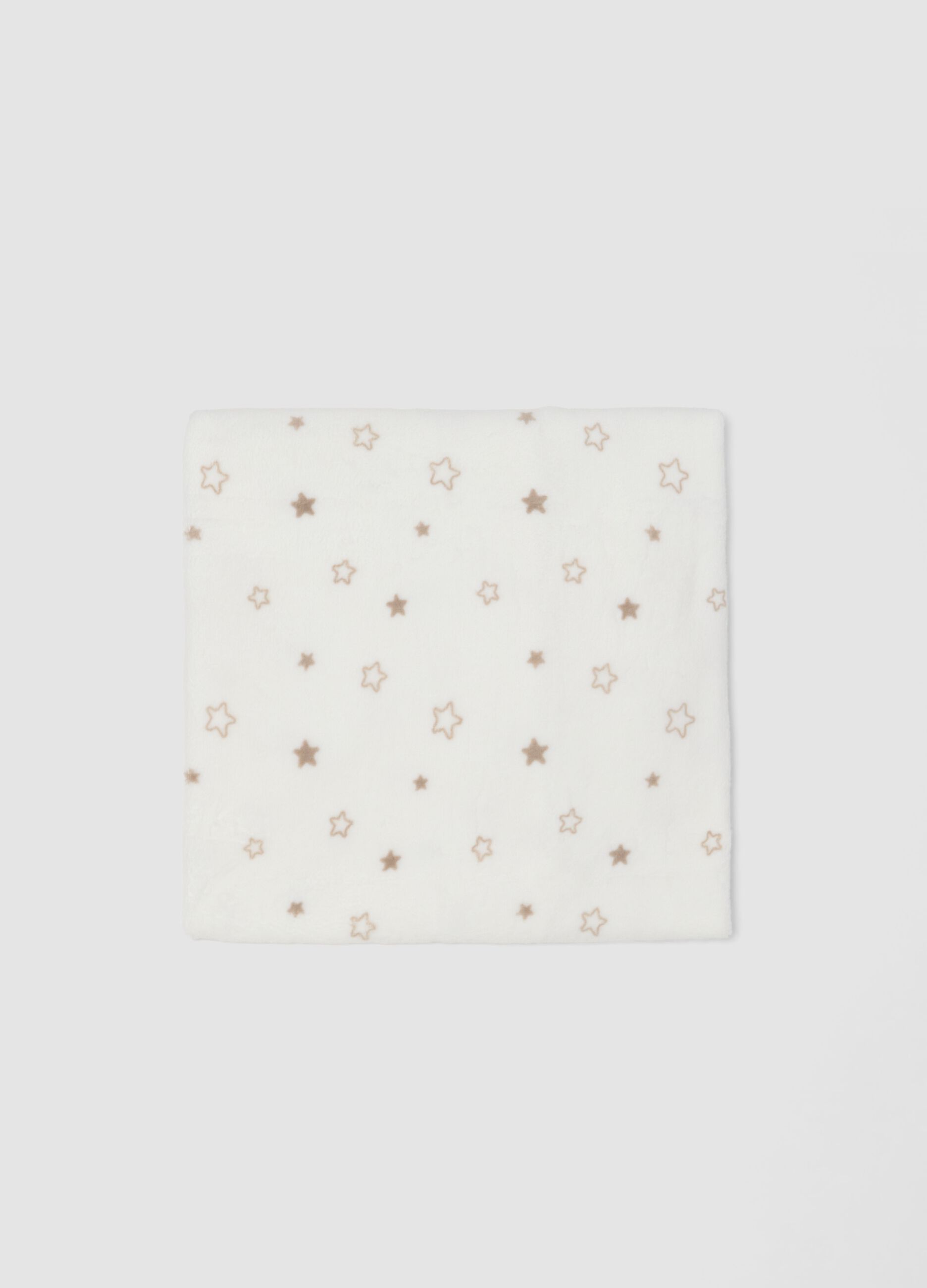 White star-print cot blanket with faux-fur feel