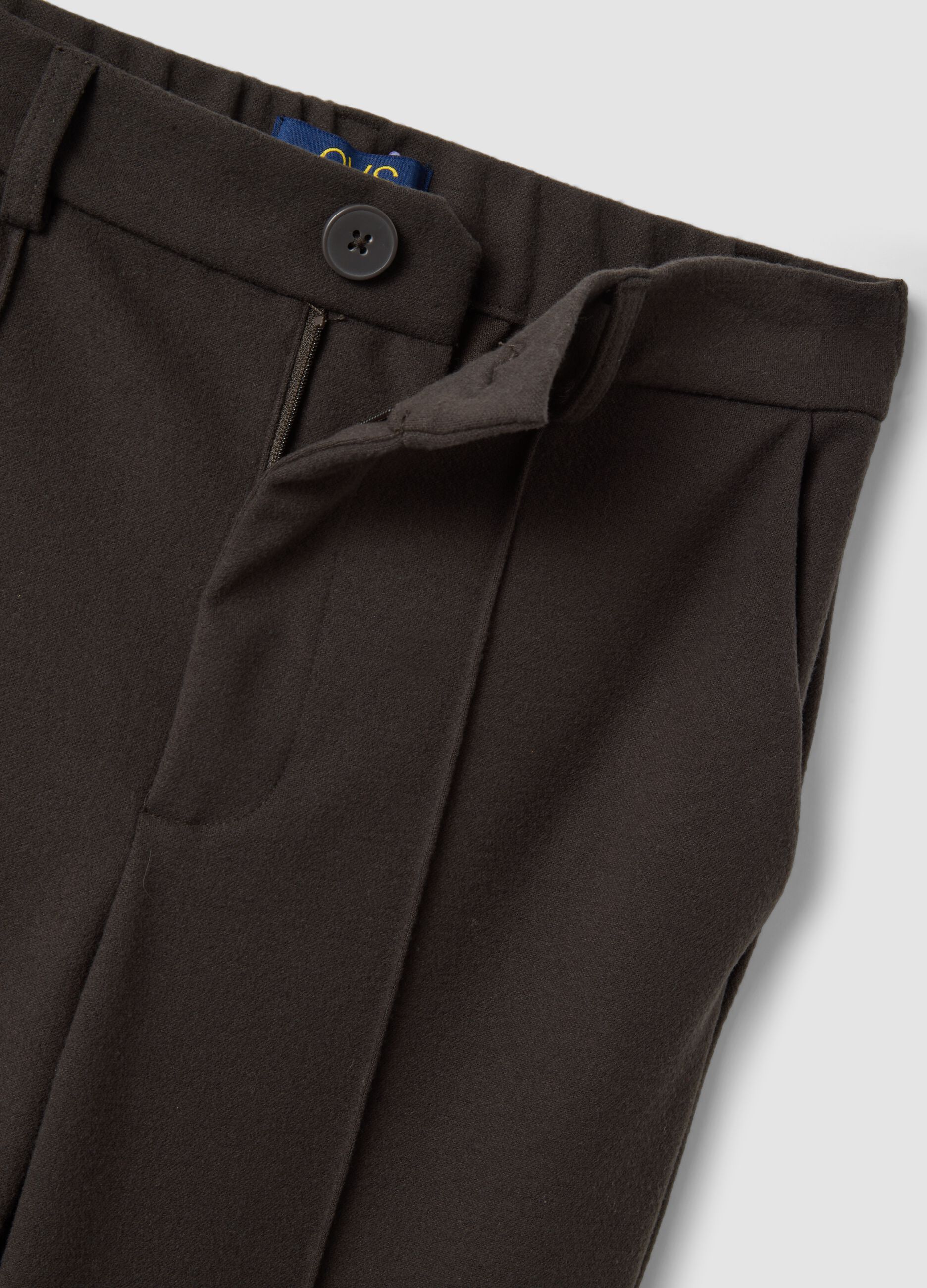 Brown stretch-viscose straight-fit trousers
