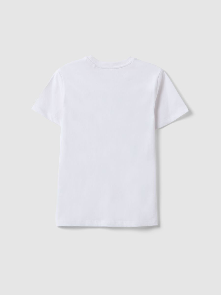Boy's white pure cotton regular fit T-shirt with print_4