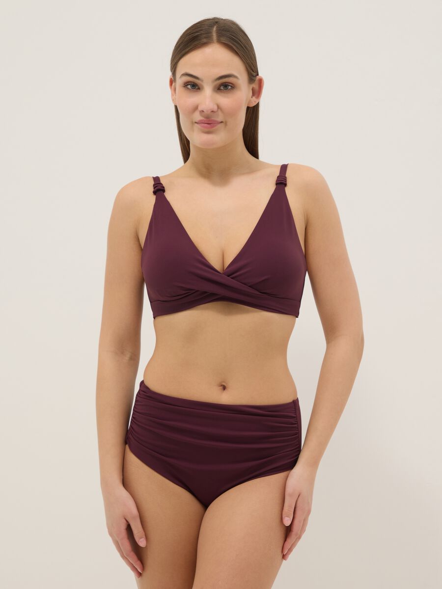 Purple high-waist stretch bikini bottoms with shaping effect_0