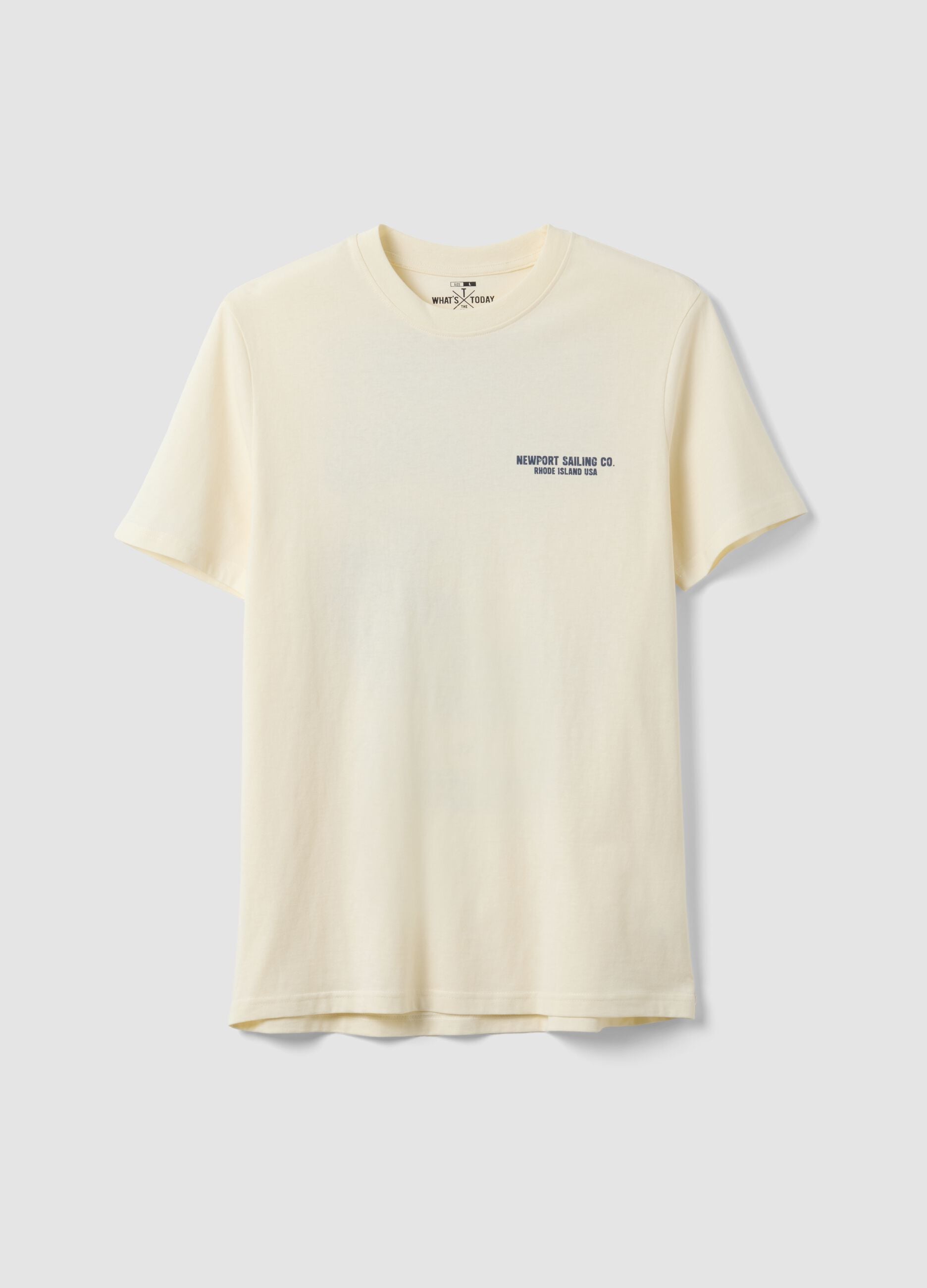 Beige pure cotton regular-fit T-shirt with nautical print