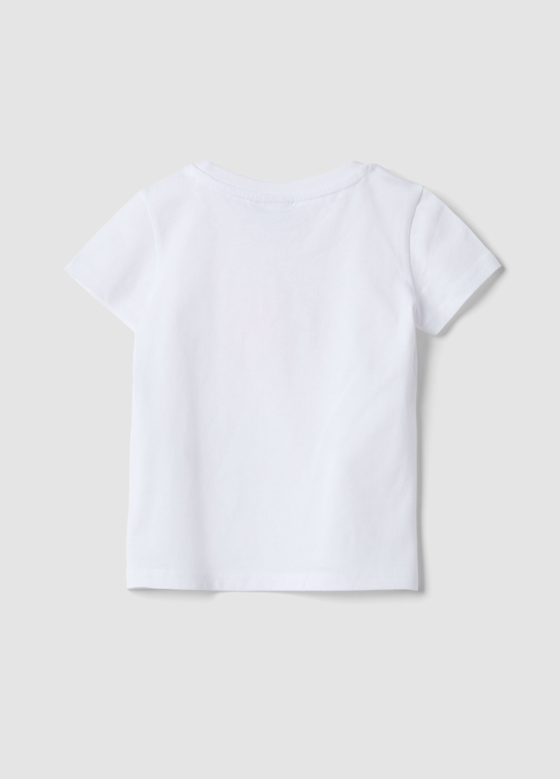 White pure cotton girl's T-shirt regular fit with print