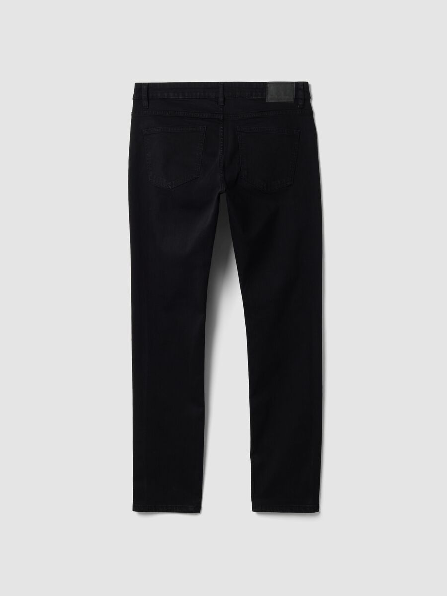 Black slim-fit stretch cotton denim jeans_1