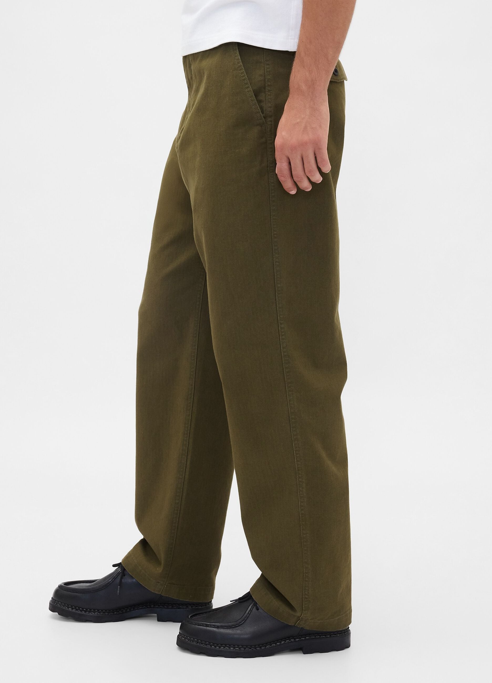 Green regular cotton trousers