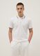 White stretch cotton polo shirt, regular fit_0