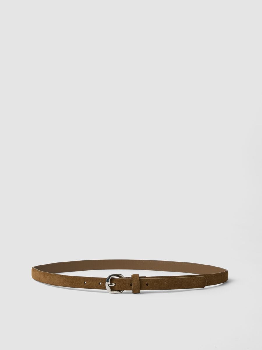 Cintura marrone sottile in vera pelle_0