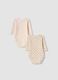 2-pack beige organic cotton bodysuits with print_1