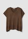 Brown modal-blend V-neck knit top_4