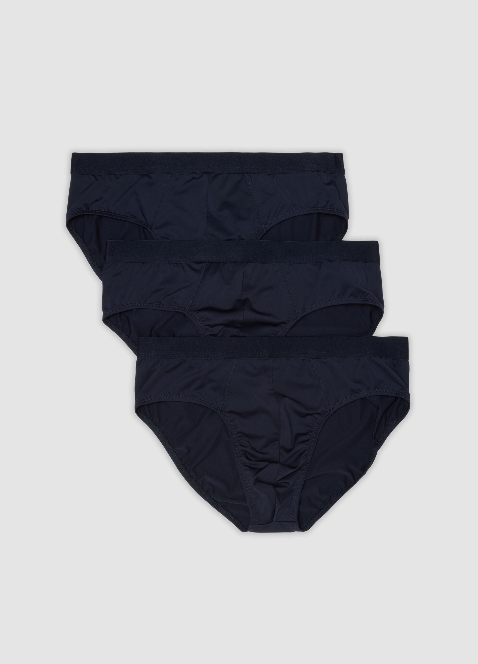 Three-pack of blue stretch microfibre briefs