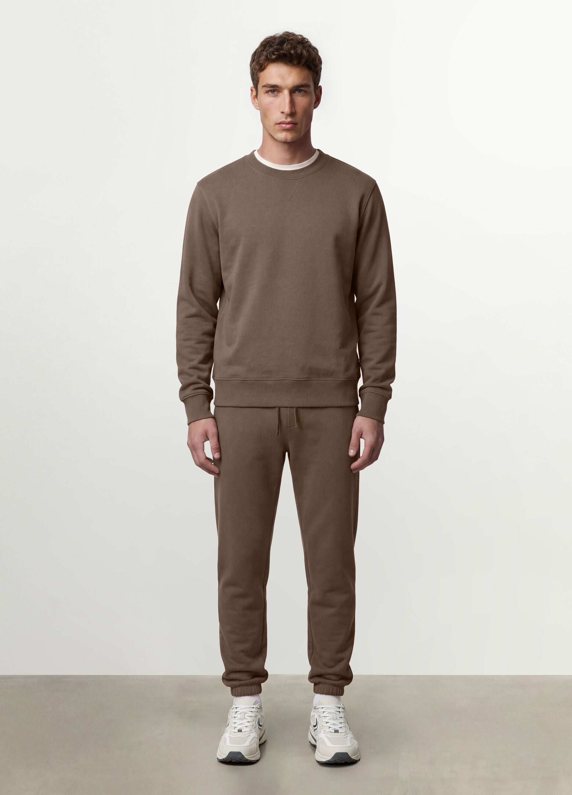 Brown cotton-blend joggers, regular fit