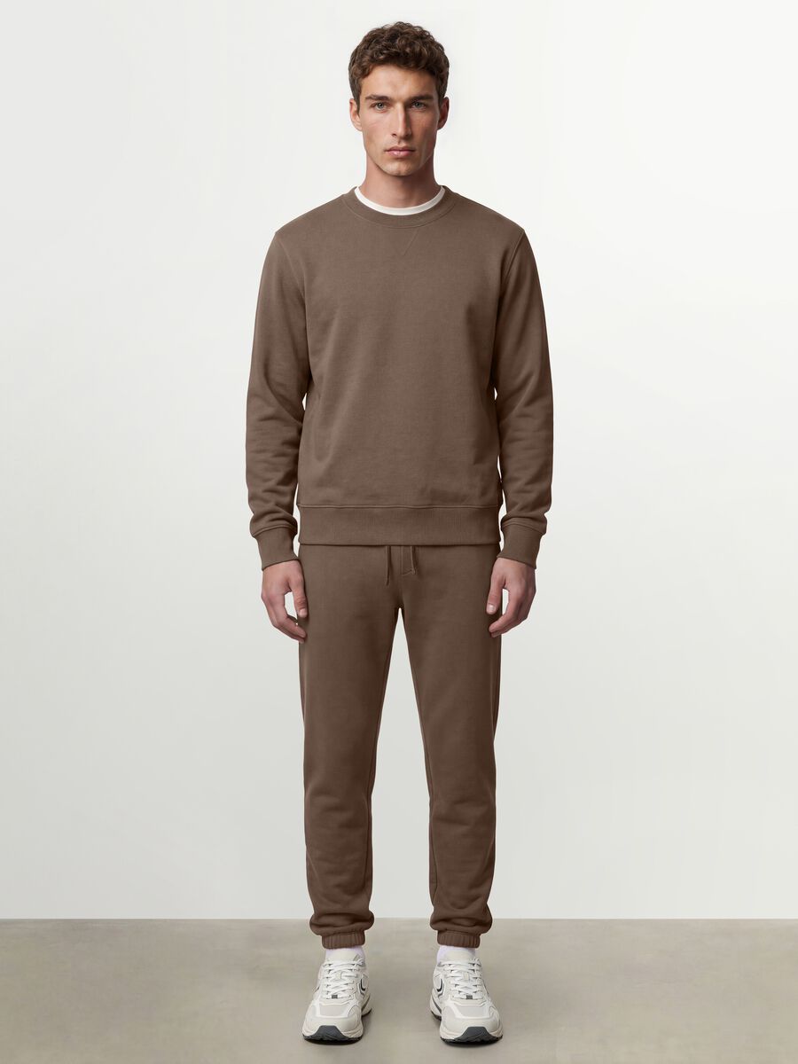 Pantaloni jogger marroni in misto cotone regular fit_0