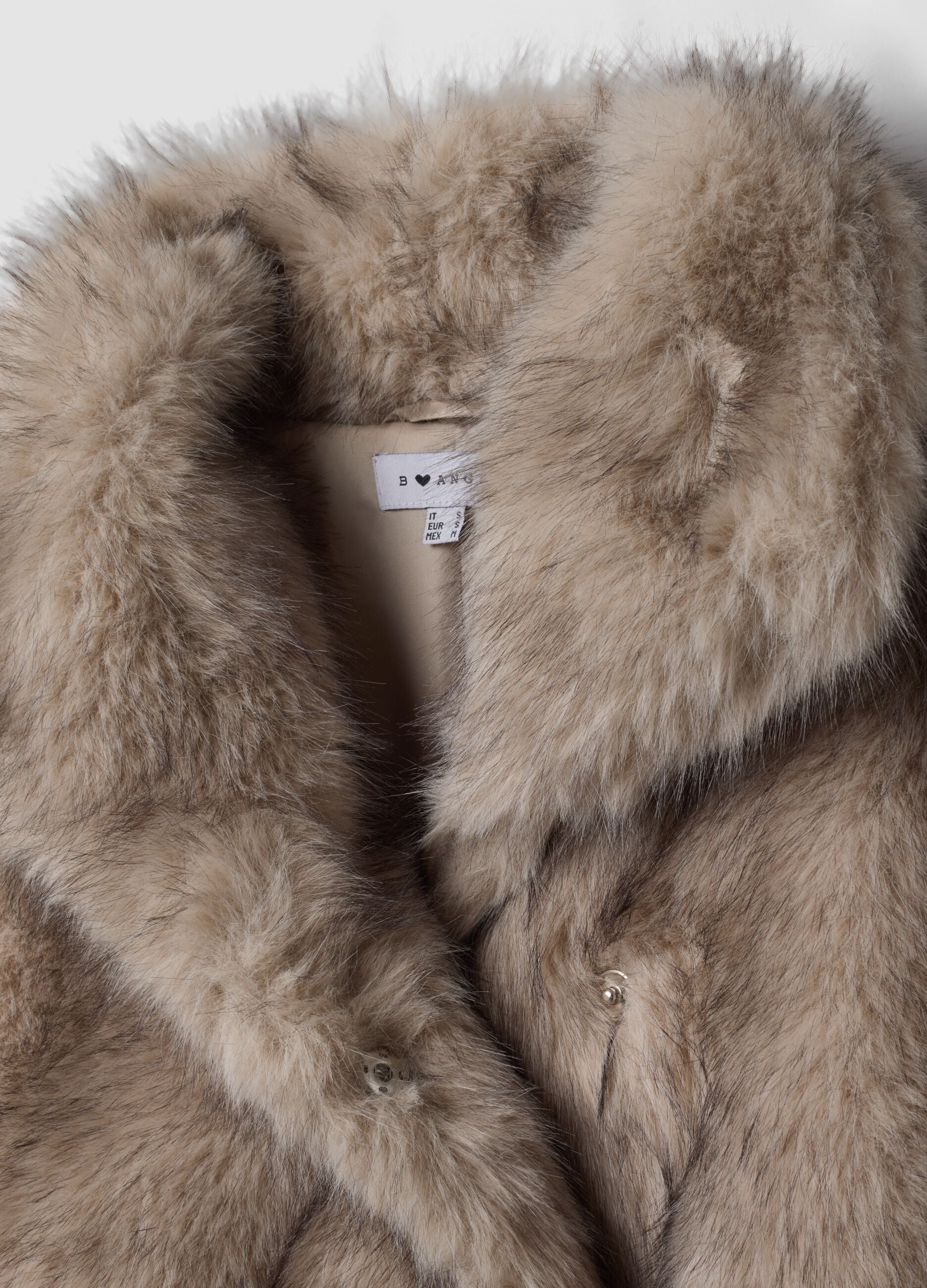 Beige faux-fur effect jacket, regular fit
