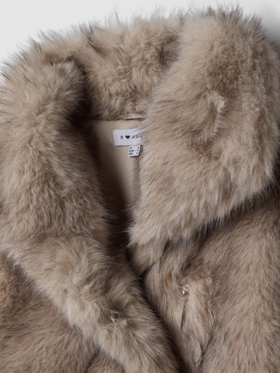 Beige faux-fur effect jacket, regular fit_1