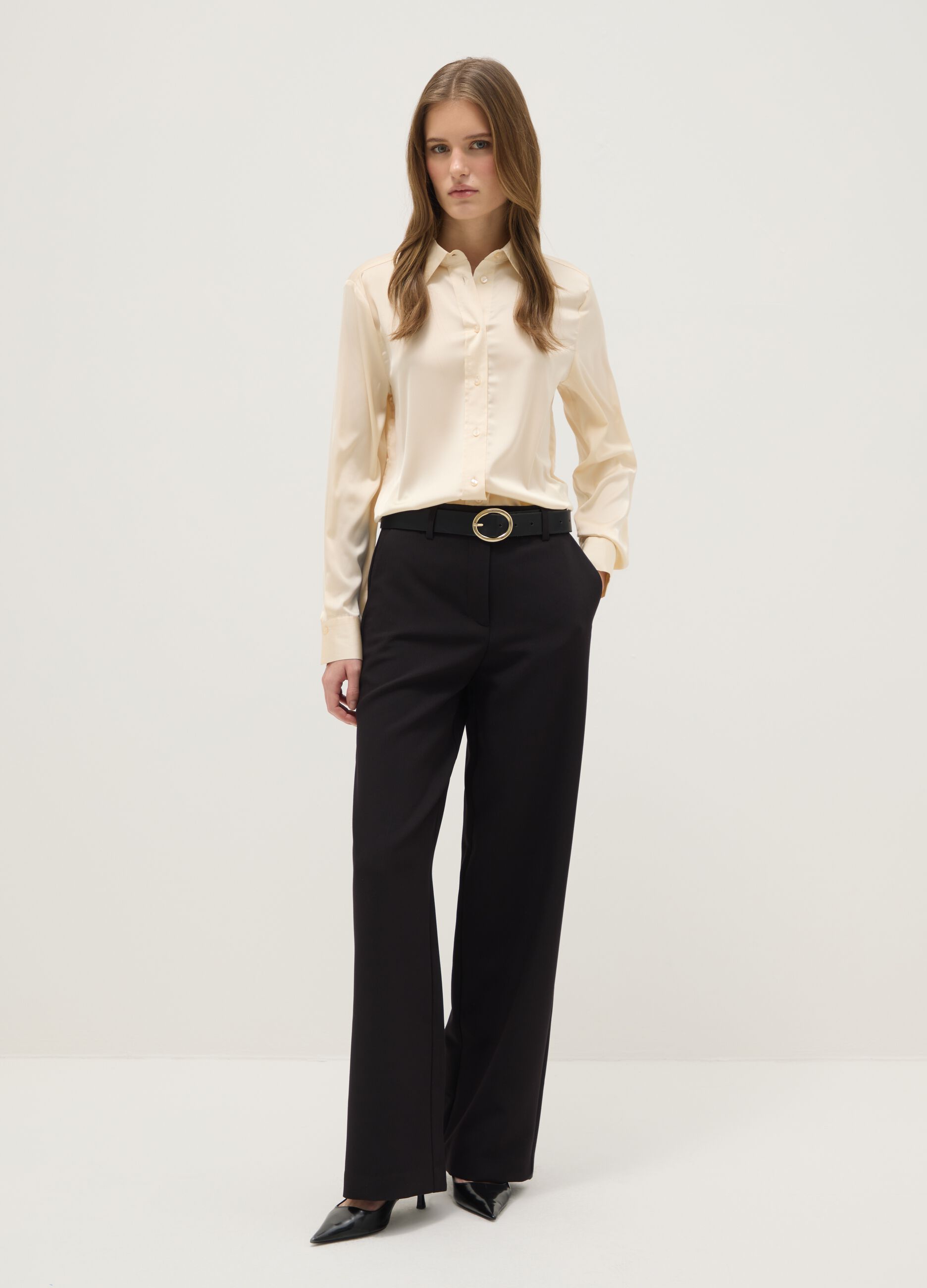 Black Straight Stretch Trousers