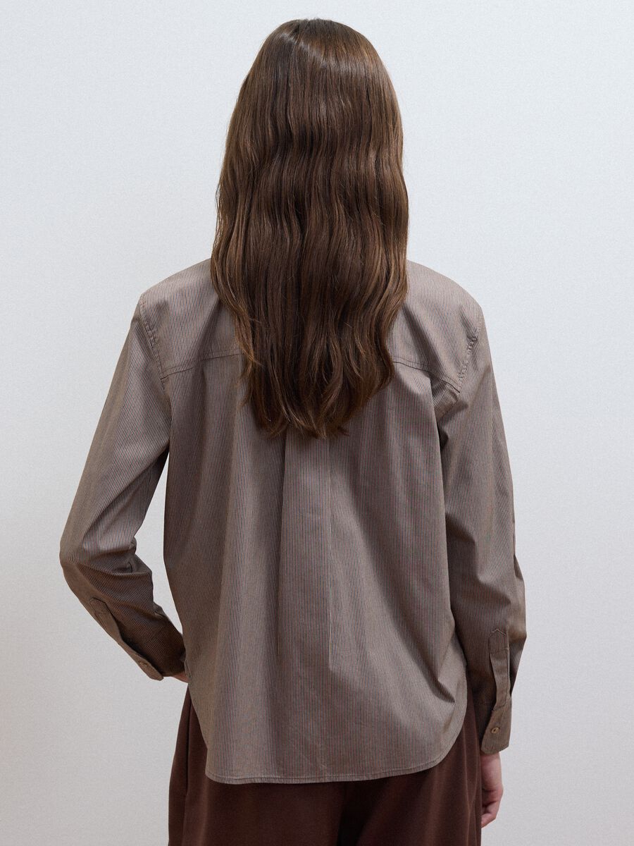 Multicolour stretch cotton shirt with scarf collar_3