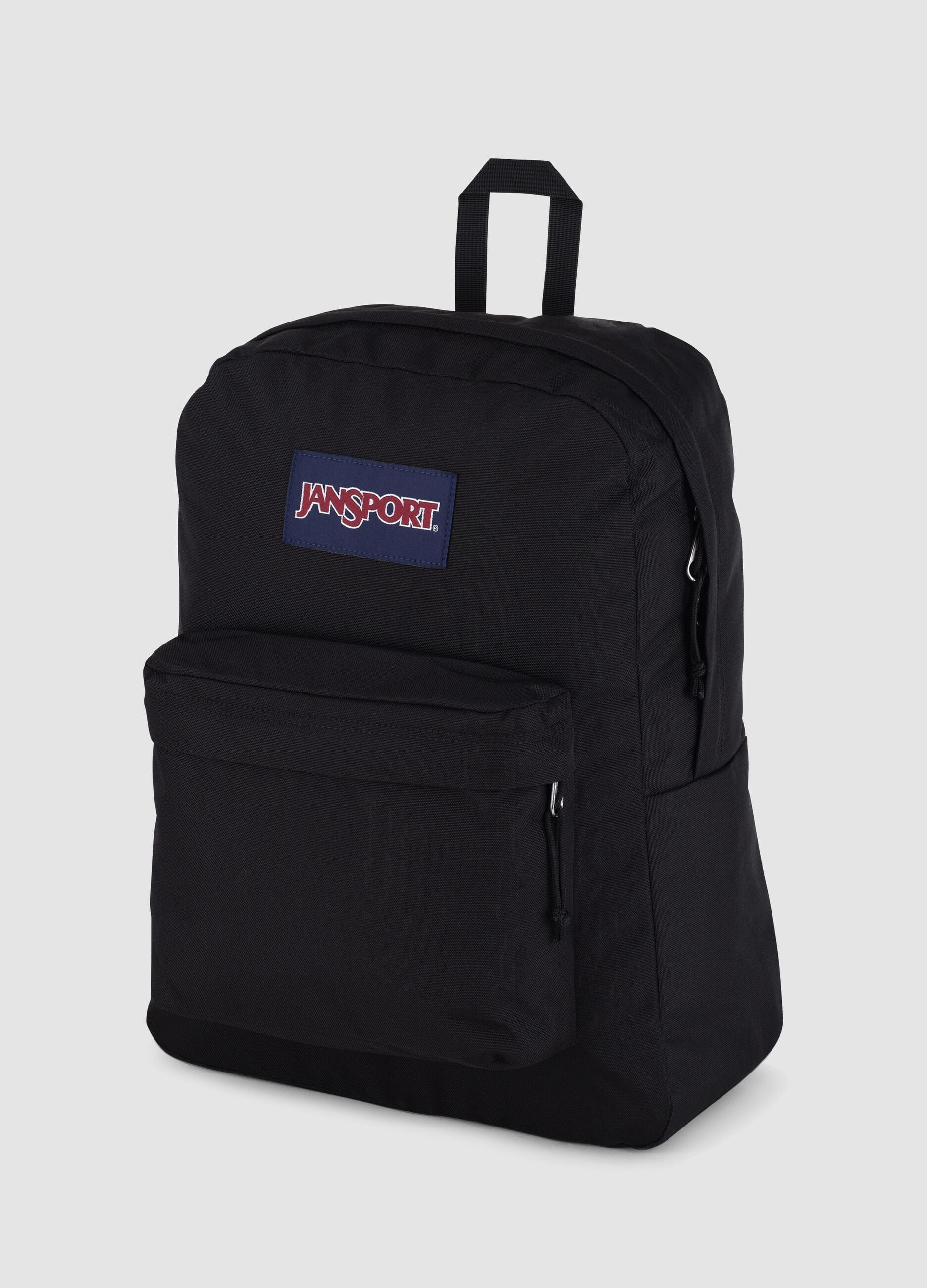 Black backpack with front pocket