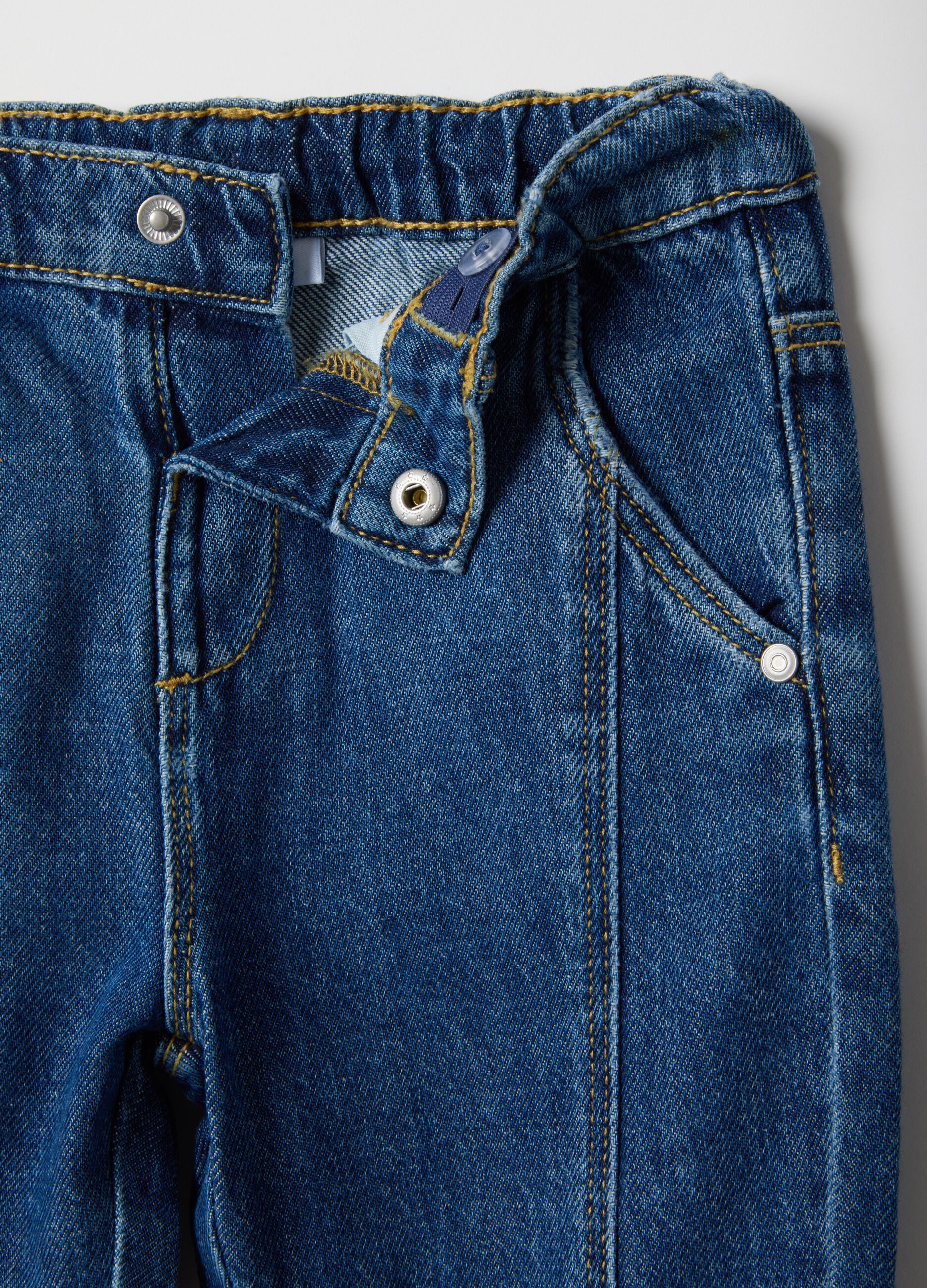 Boys' Regular Fit Blue Denim Pure Cotton Trousers