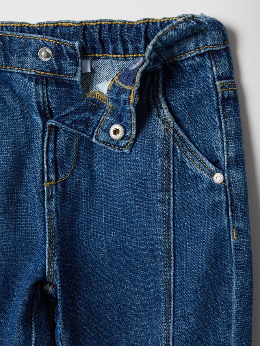 Boys' Regular Fit Blue Denim Pure Cotton Trousers_3