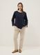Blue long-sleeved regular-fit stretch cotton blouse_0