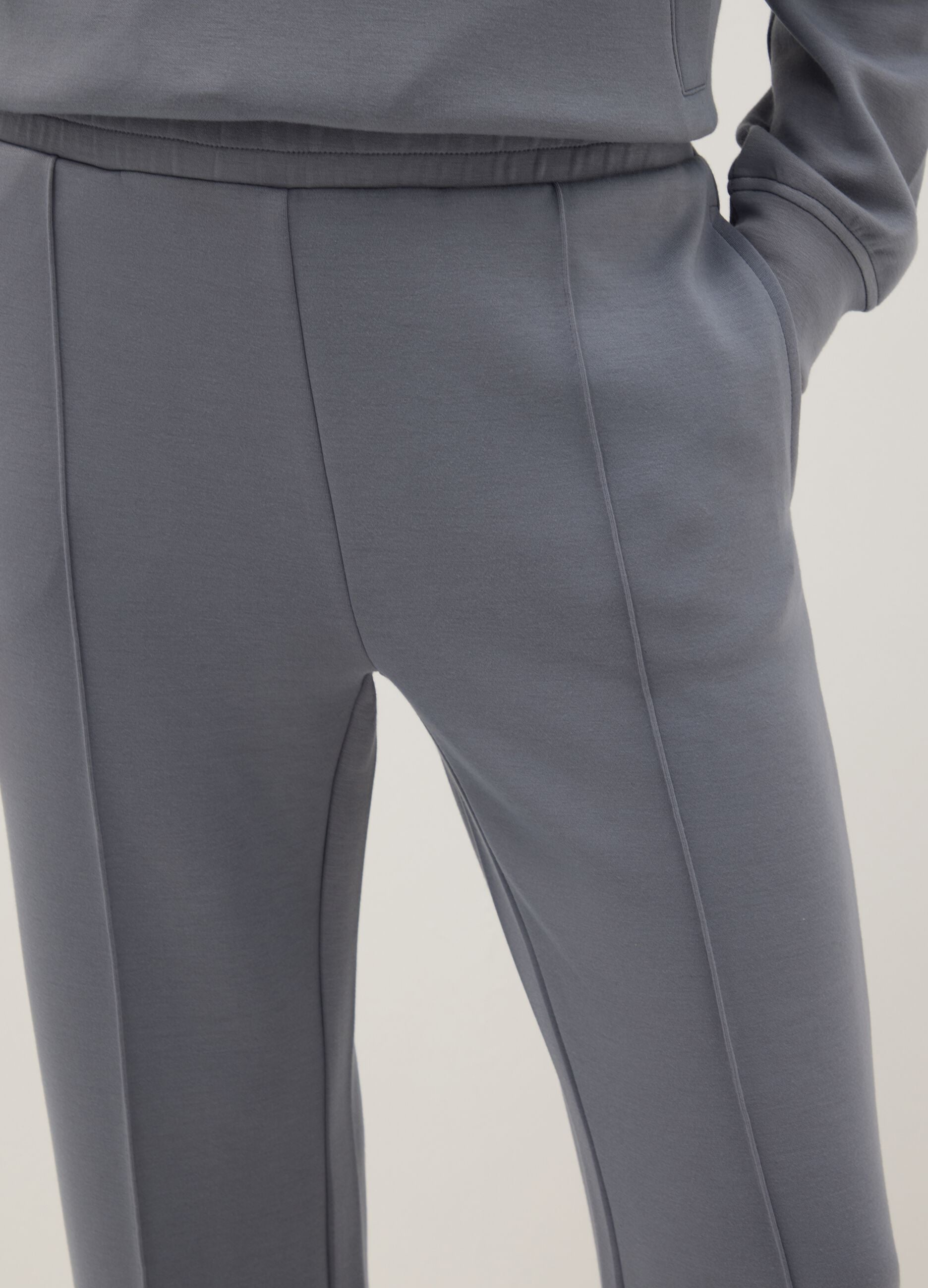 Grey wide leg trousers in stretch modal blend