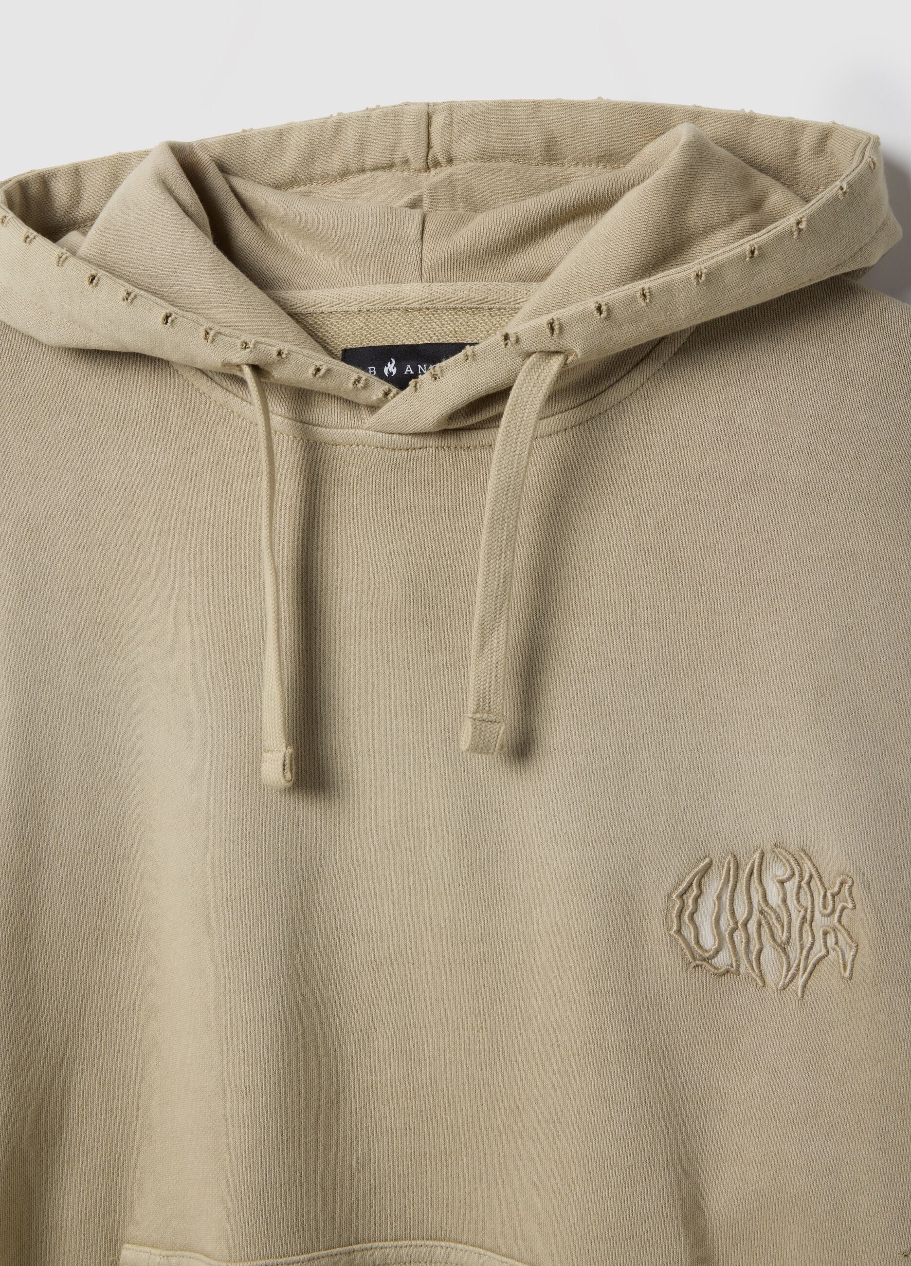Oversized fit beige cotton blend hoodie