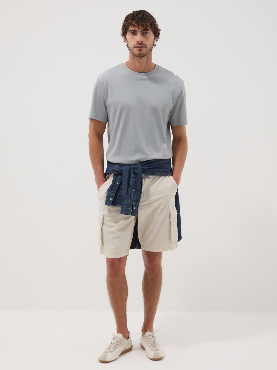 Grey slim-fit T-shirt in pure mercerised cotton_2