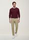 Burgundy crew neck viscose-blend jumper, regular fit_0
