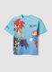 Blue pure cotton Sonic print T-shirt for boys_0
