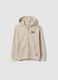 Beige full-zip hooded sweatshirt in cotton blend, regular fit_0