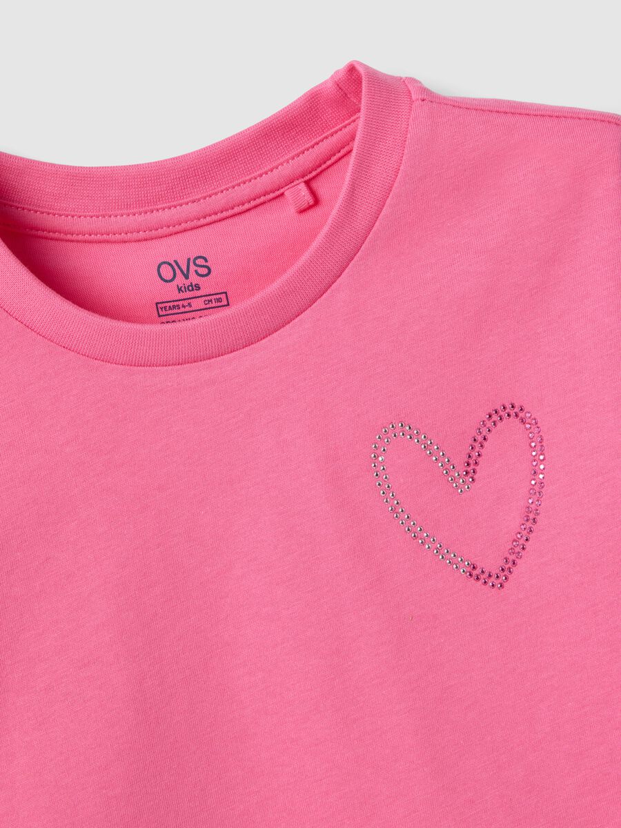 Girls' pink pure cotton boxy fit T-shirt with heart_2