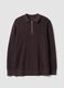 Brown pure cotton polo with zip and classic collar_4