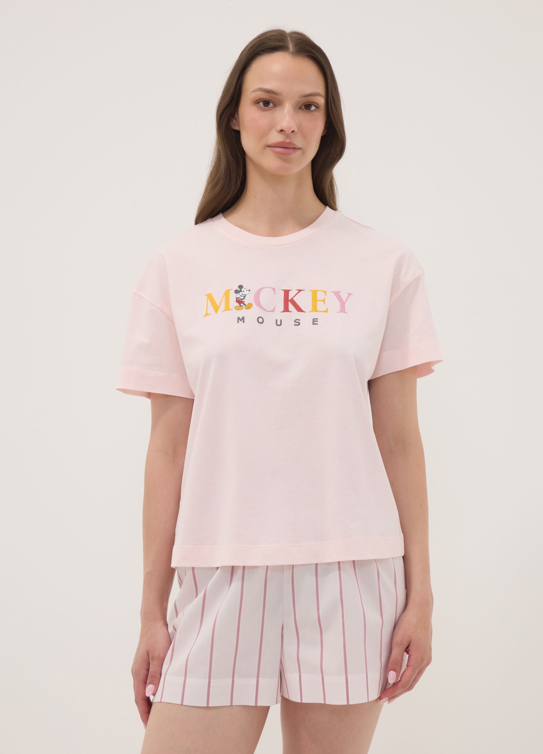 Pink organic cotton Mickey Mouse pyjama T-shirt