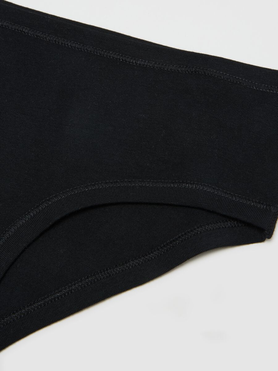 Girls' black baby briefs in regular fit stretch cotton_2