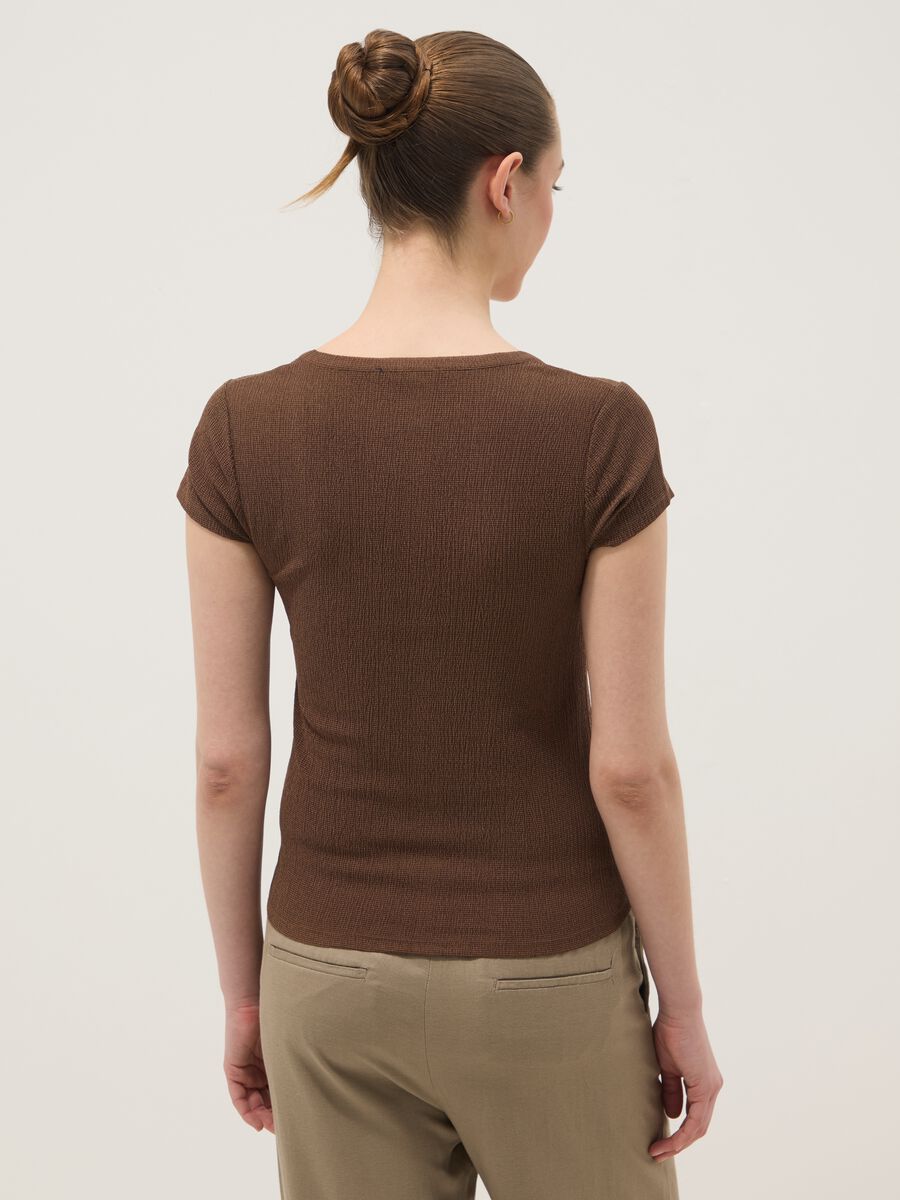 Brown stretch-fabric T-shirt_3