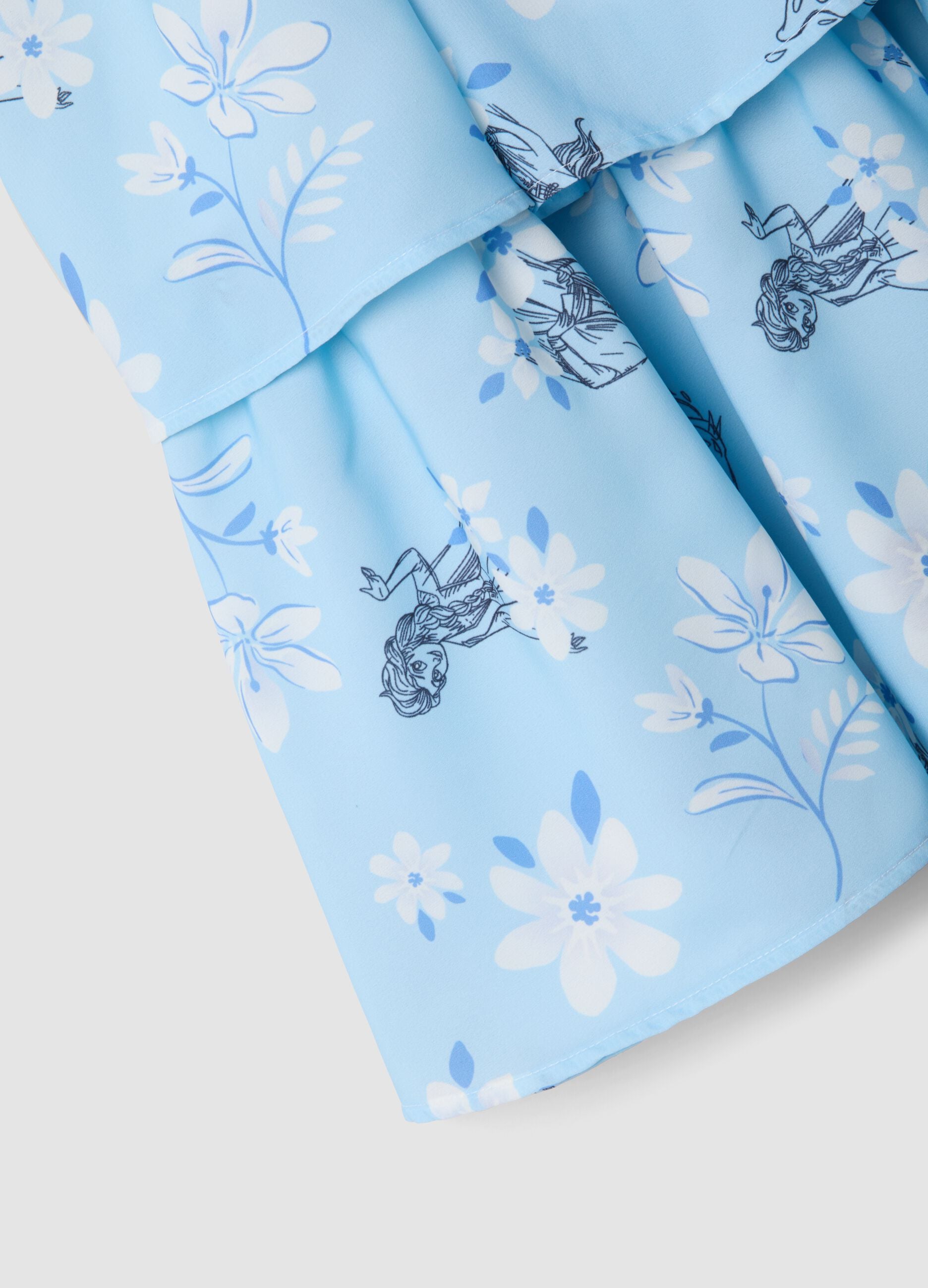 Light blue ruffle dress with floral print
