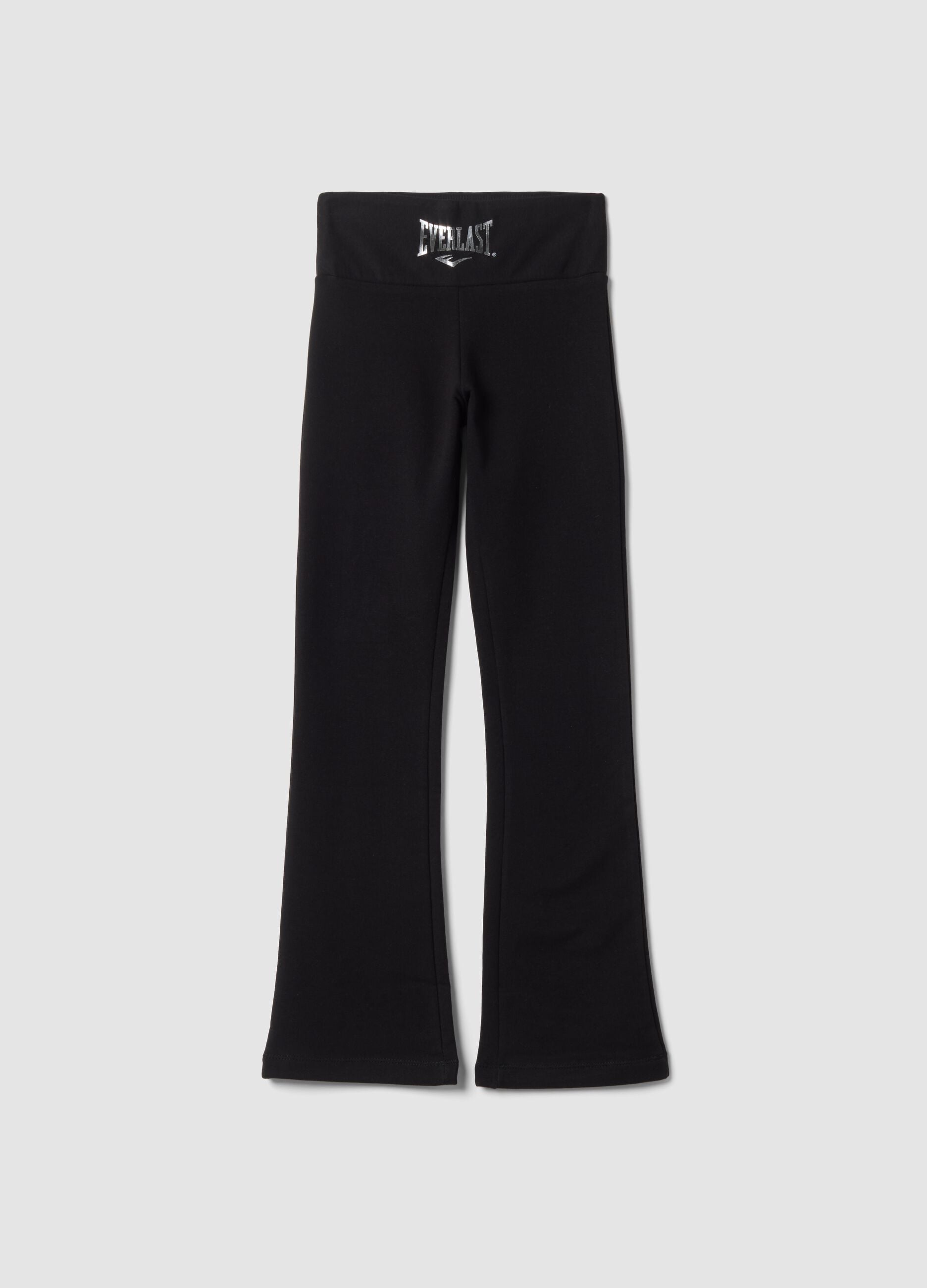 Black stretch cotton flare-leg leggings