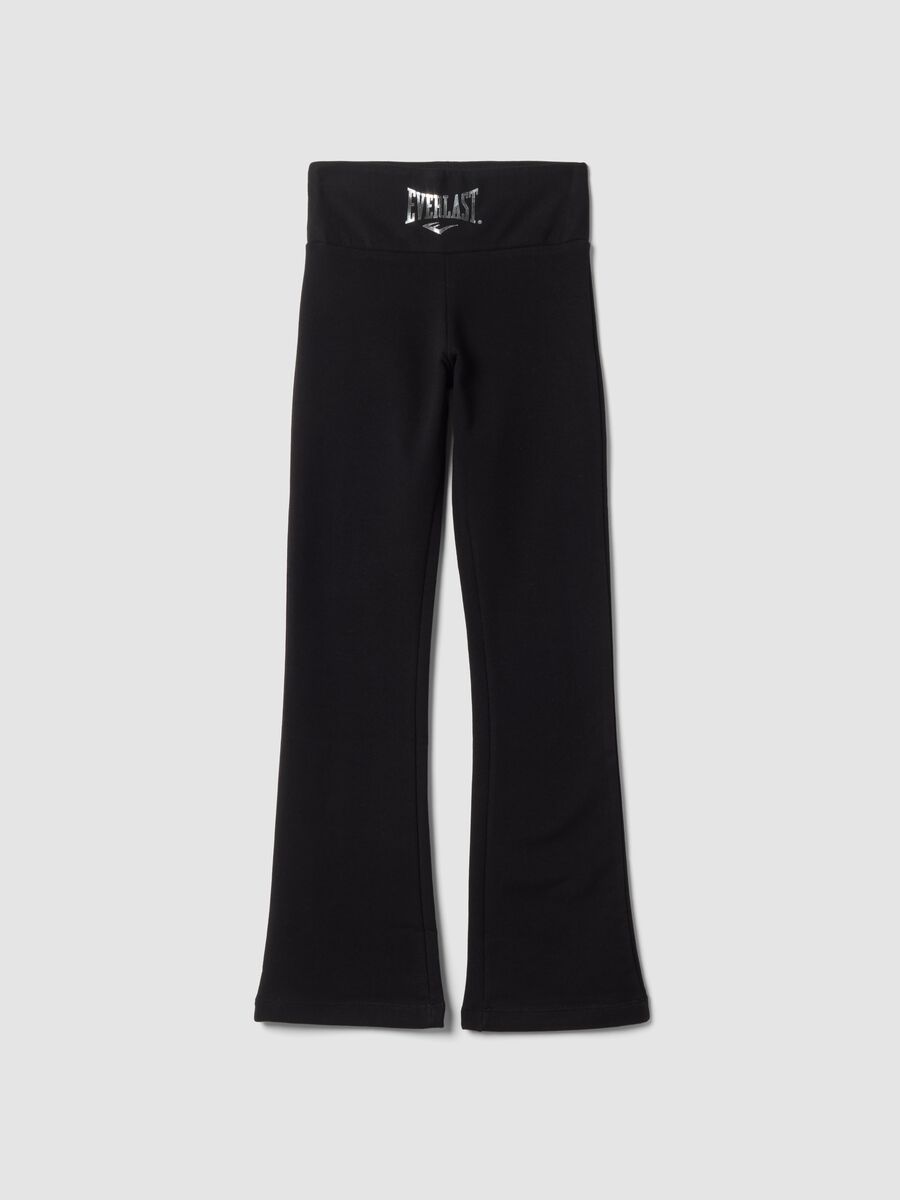 Black stretch cotton flare-leg leggings_0