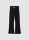 Black stretch cotton flare-leg leggings_0