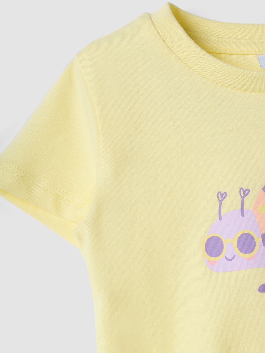 Yellow pure cotton girl's T-shirt, regular fit with print_3