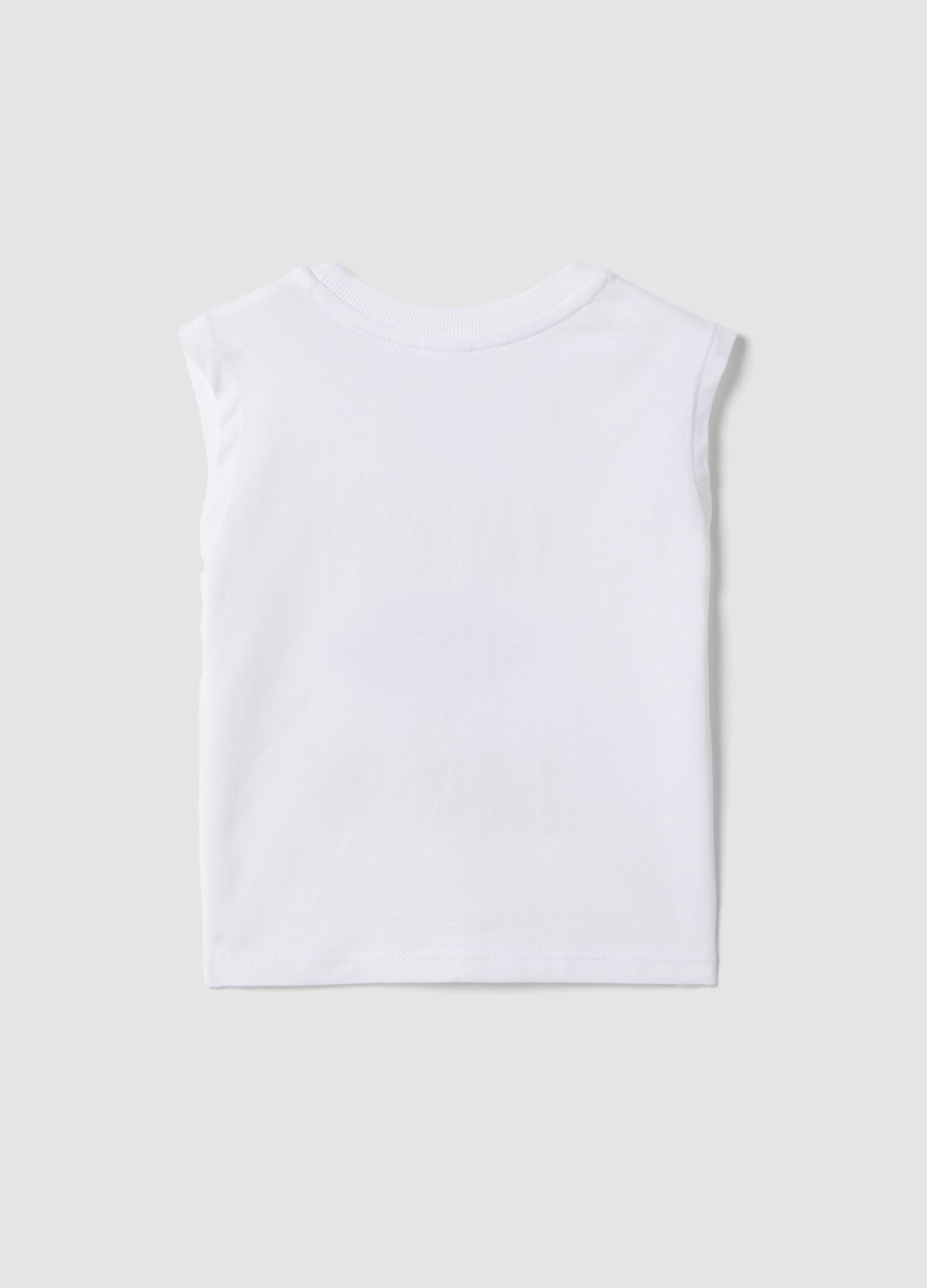 White pure cotton boys&rsquo; regular-fit tank top with Batman print