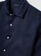 Blue short sleeve pure linen regular fit shirt with chest pocket_5