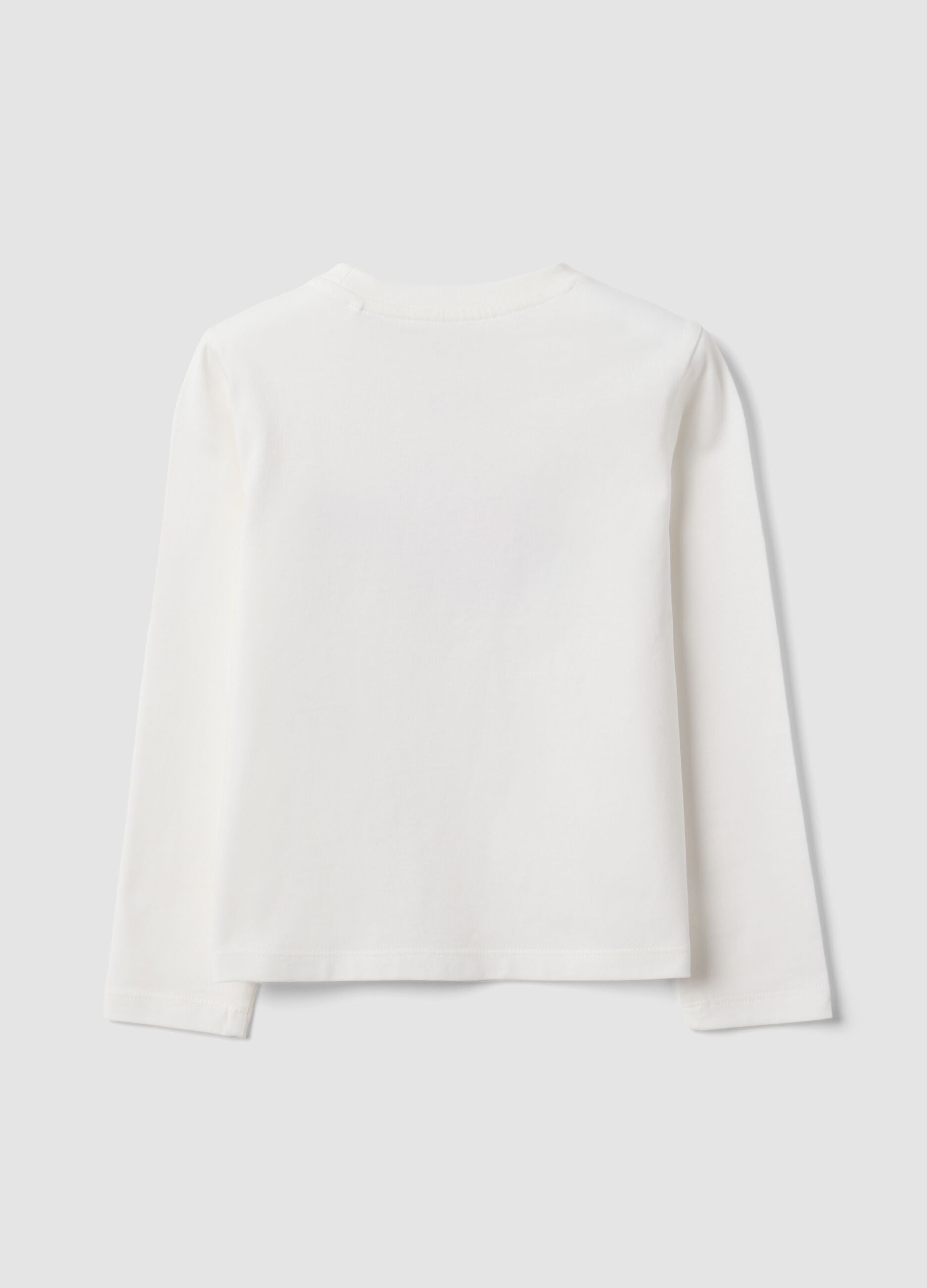 White pure organic cotton T-shirt with heart and wings print for girls