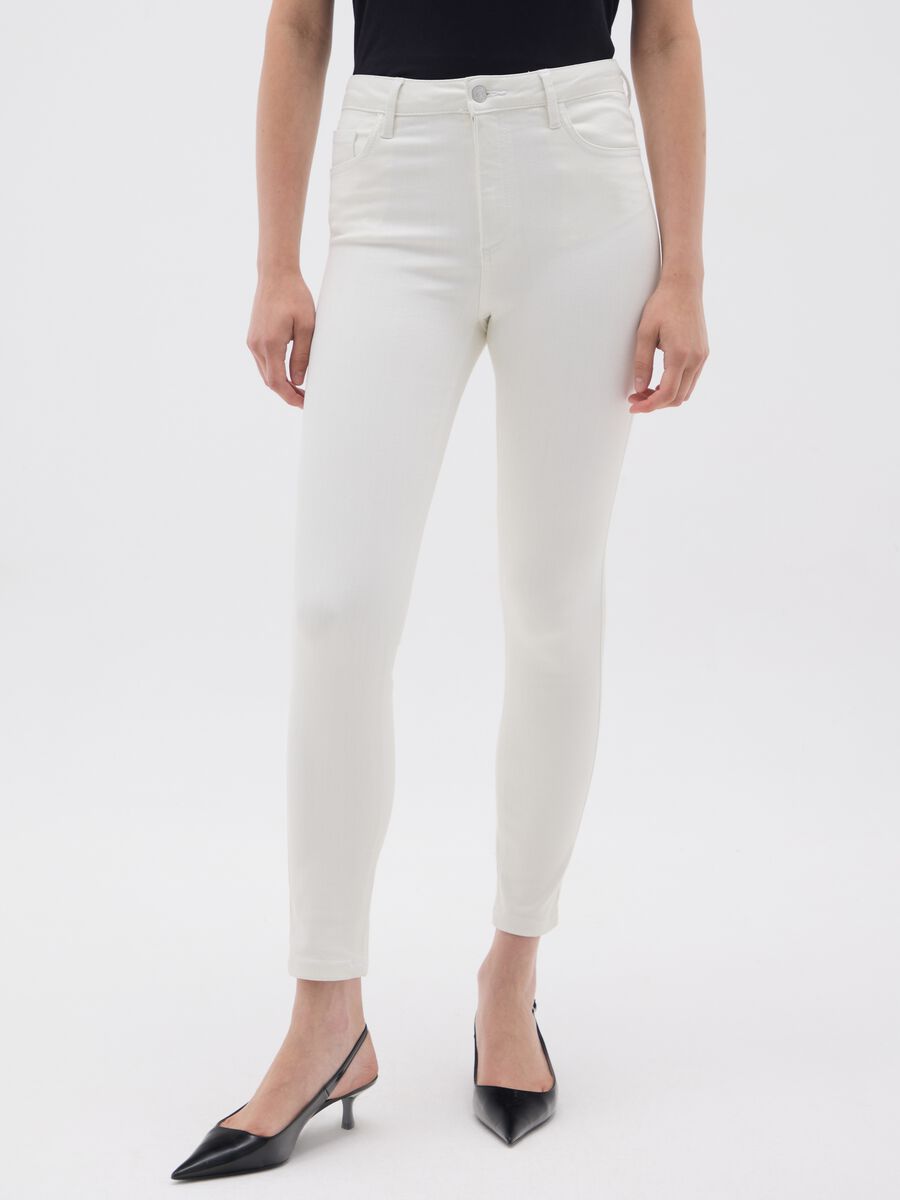 Women's white skinny fit denim jeans_1