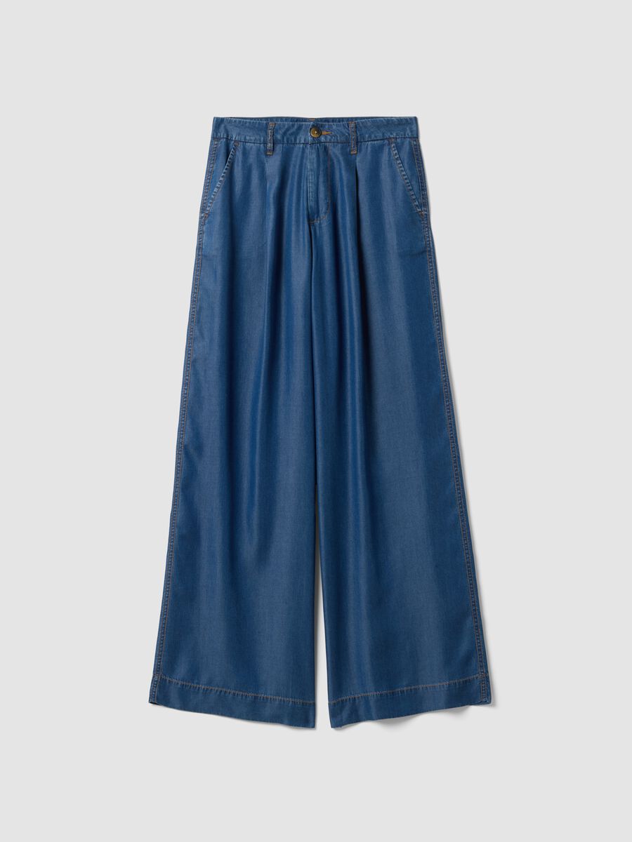 Blue wide-leg jeans in pure lyocell_4