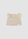 Beige knitted hat in pure organic cotton with pom-poms for baby girl_0